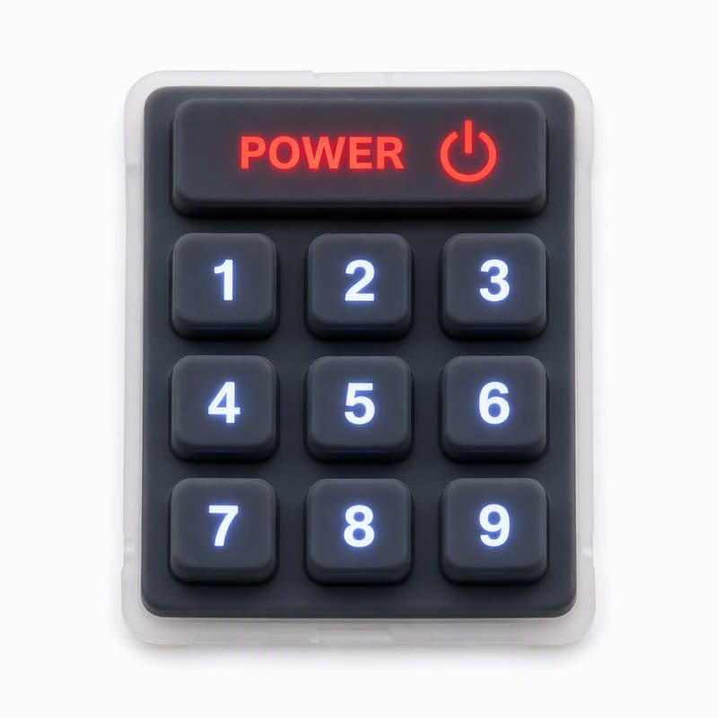 Backlit silicone keypad for high-temperature automotive test equipment
