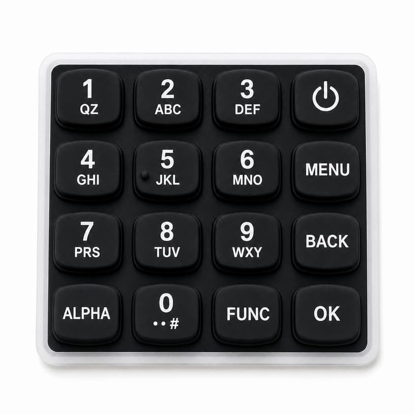 Alphanumeric silicone keypad for test rig control panels