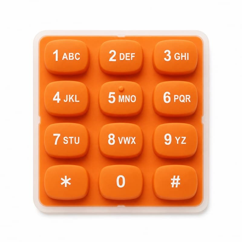 Rugged orange silicone keypad rated for harsh industrial environments