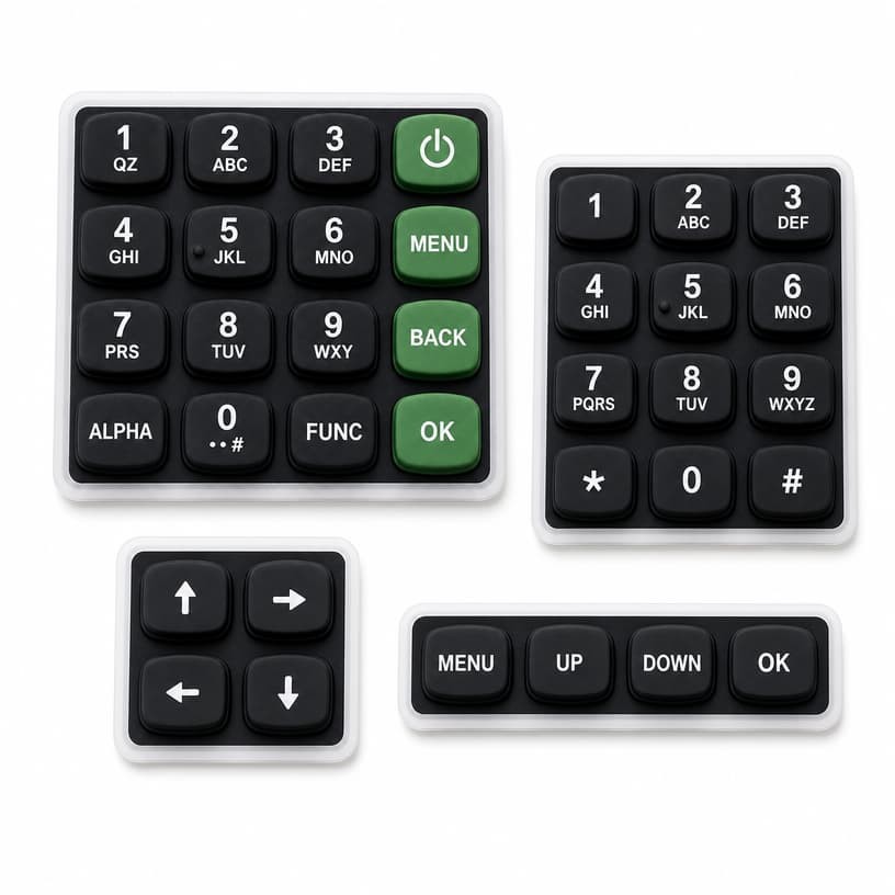 Medical device silicone keypads with color-coded control columns