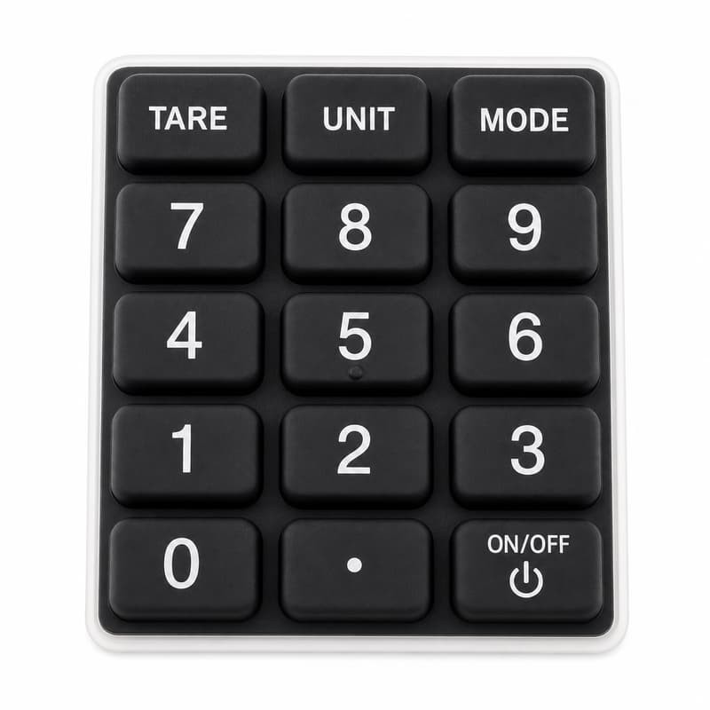 Lab scale silicone keypad with TARE UNIT and MODE keys