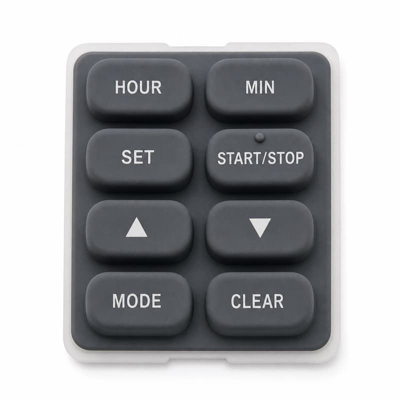 Laboratory timer silicone keypad with SET and START keys