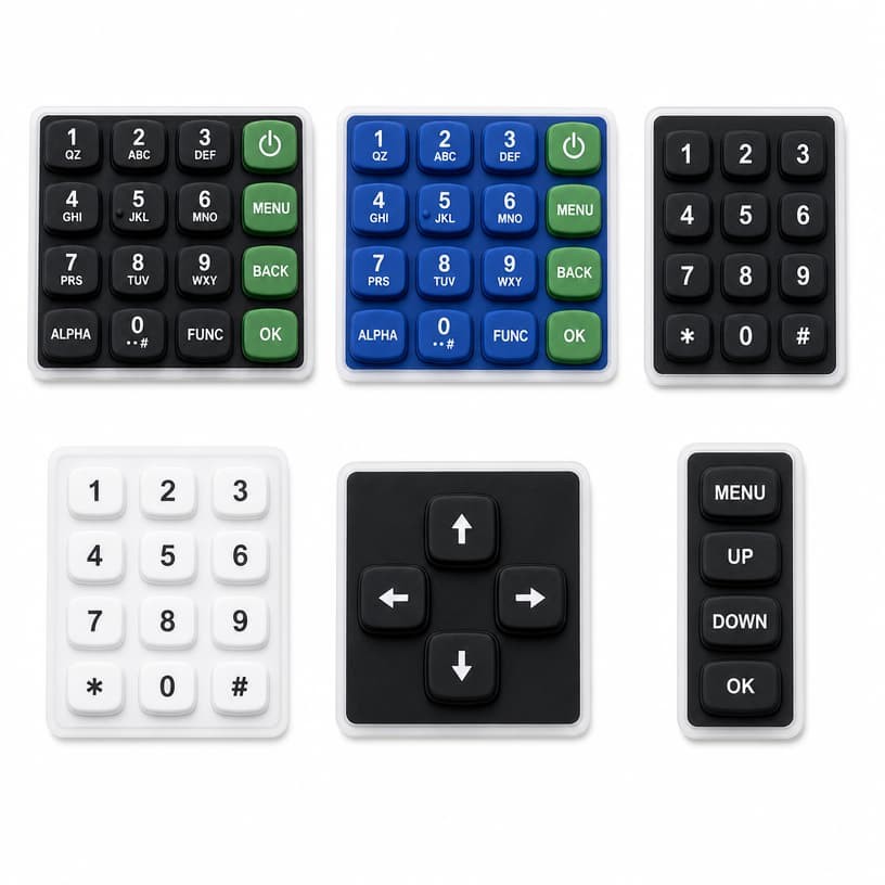 Silicone keypad collection used across laboratory instruments