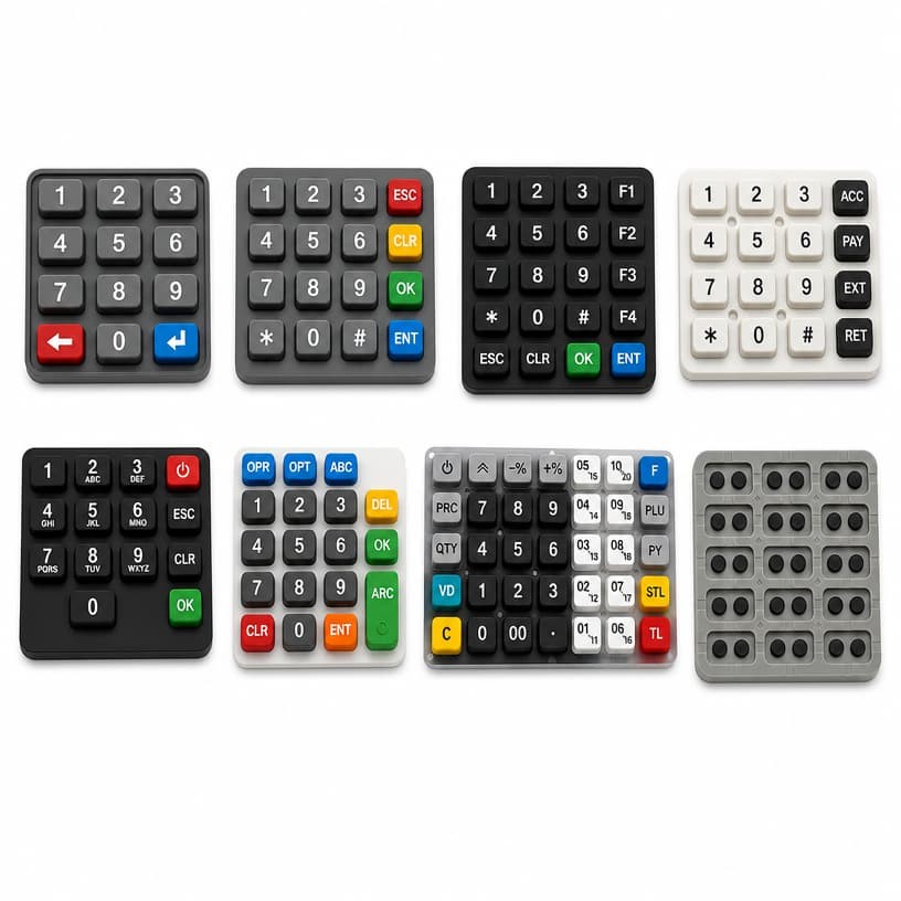 Silicone keypad membrane underside with conductive contact elements