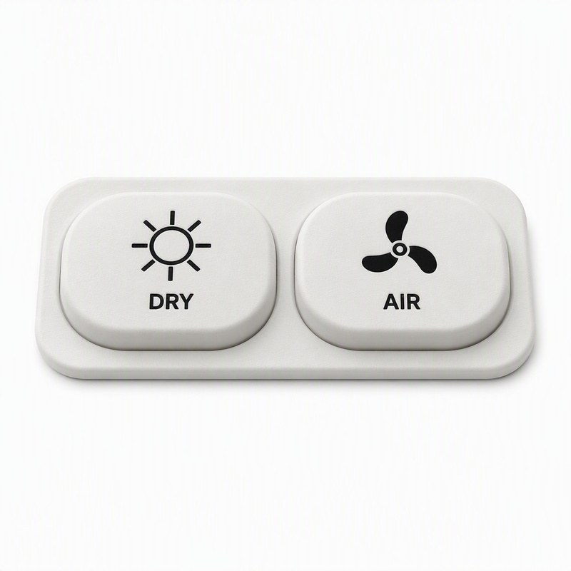 White silicone dryer keypad with Dry and Air buttons