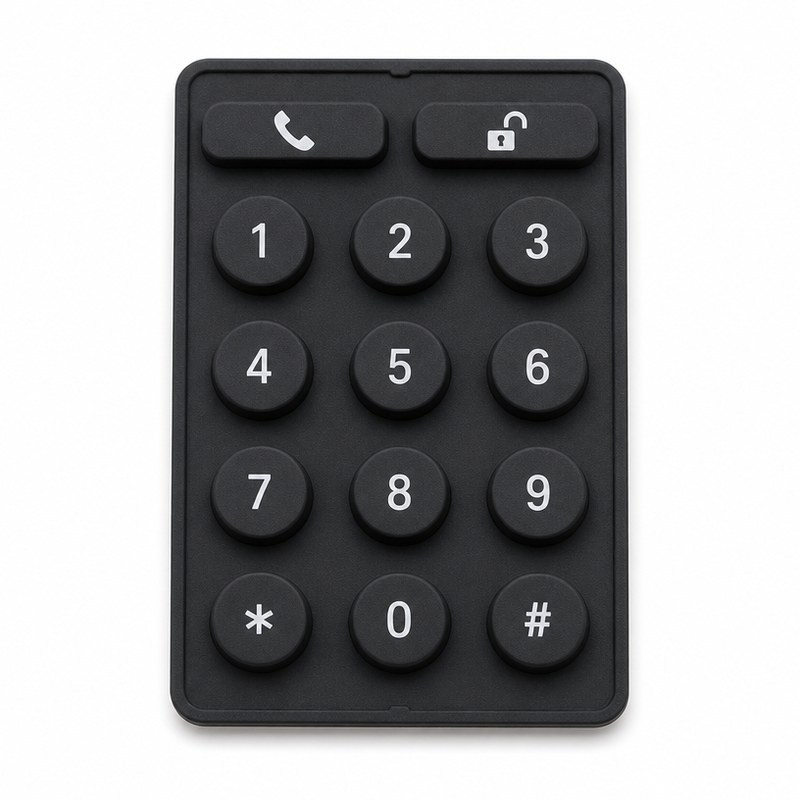 Black silicone video intercom keypad with call and unlock