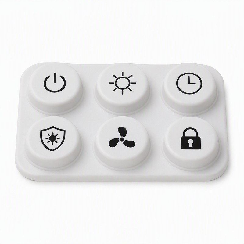 White silicone dryer keypad with icon-labeled round buttons