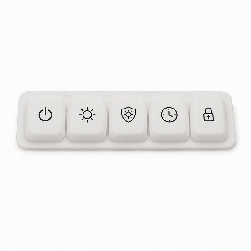 White silicone dryer control keypad with five icons