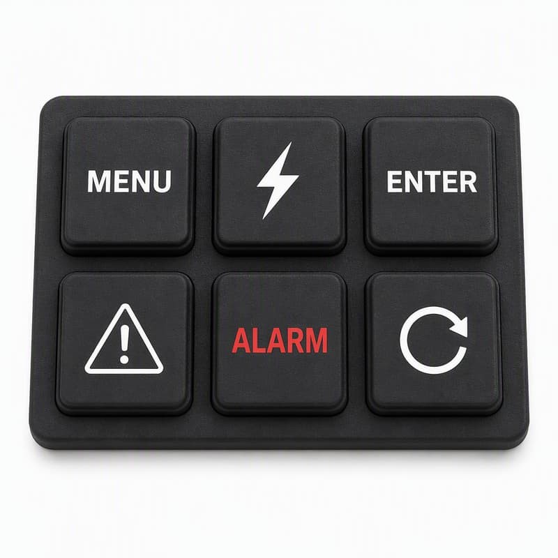 Six-key menu pad with MENU, ENTER and ALARM keys for industrial instruments