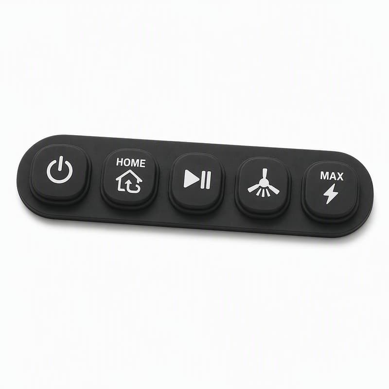 Five-key remote control key strip with power, home, play-pause, fan and MAX keys