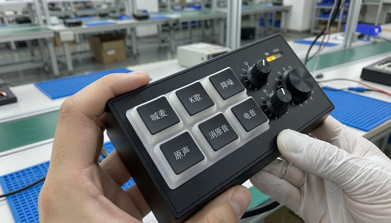 Silicone keypad assembled on sound card control panel