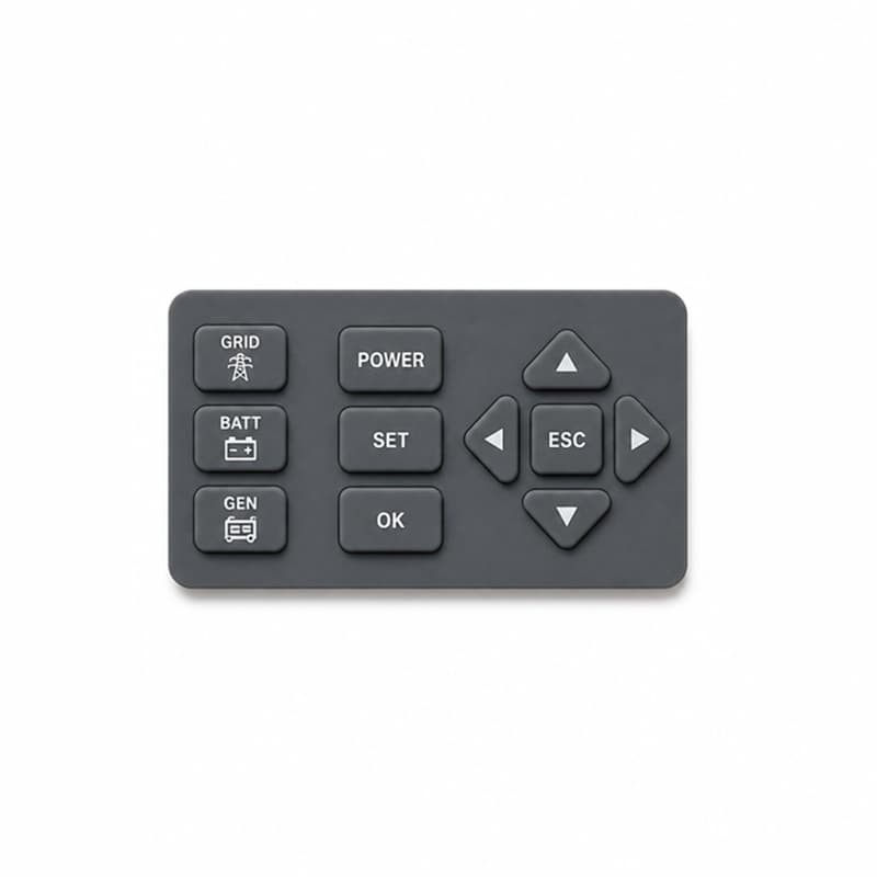 Molded silicone rubber keypad with GRID, BATT, GEN, POWER, SET, OK keys and a navigation cluster with ESC