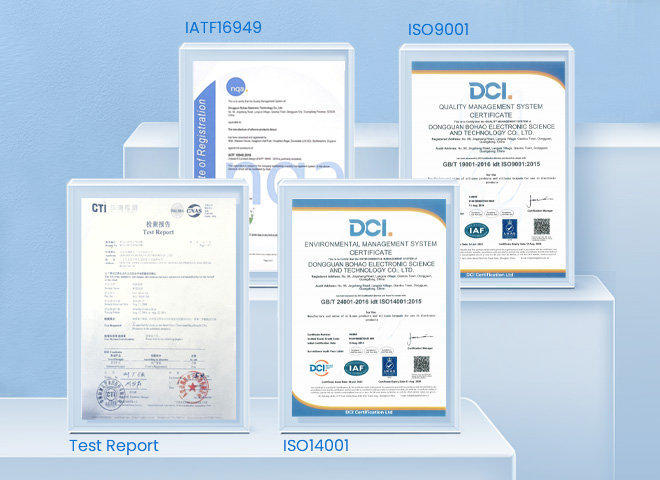 FromRubber IATF 16949, ISO 9001, ISO 14001 certificates and rubber abrasion test report