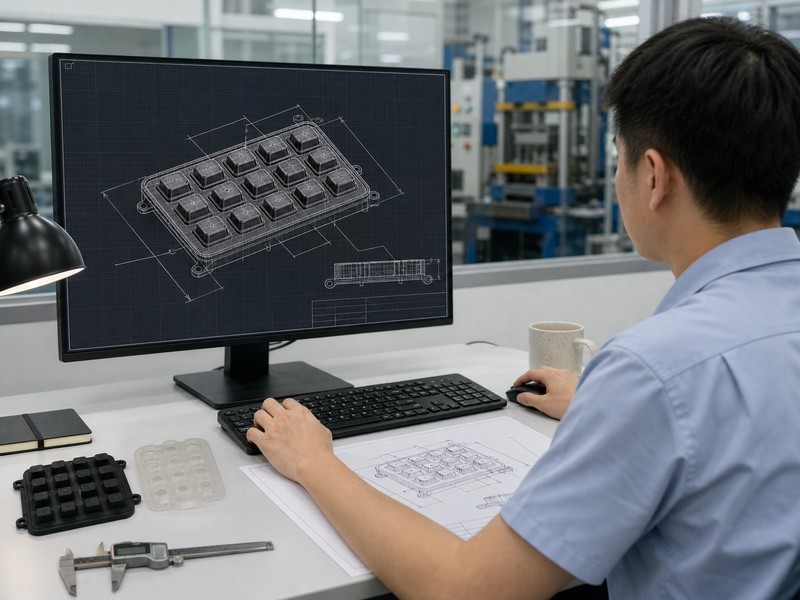 Engineer measuring a precision part with a digital caliper