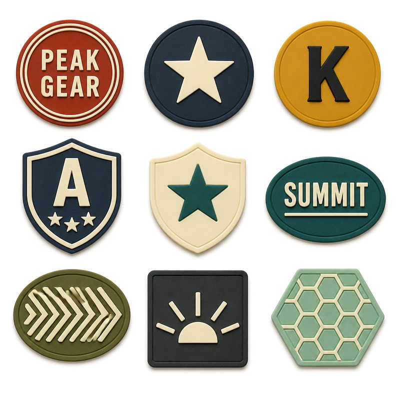 Silicone sleeve badge patches in low thickness constructed for sportswear garments