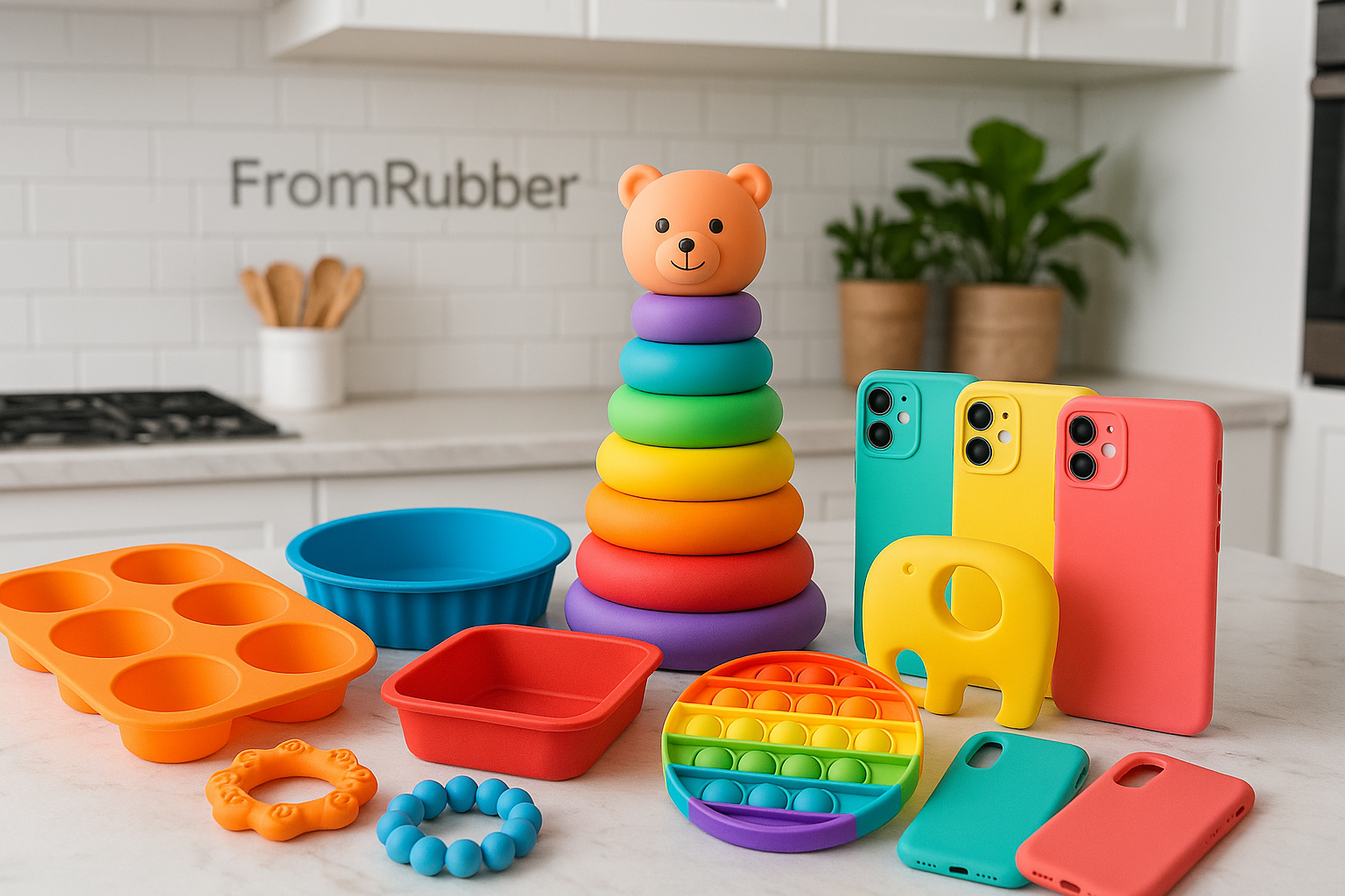 Vibrant display of silicone consumer products