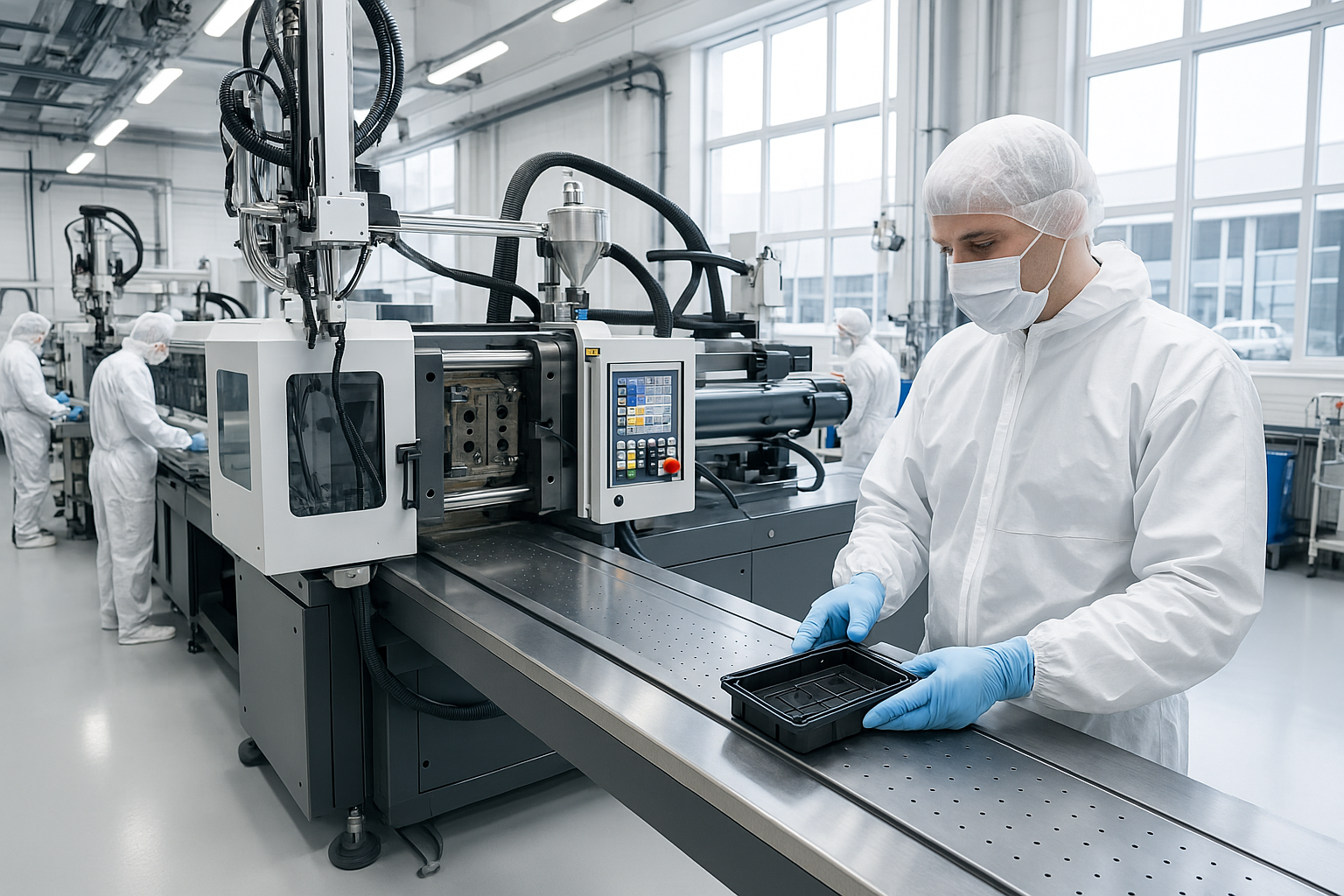 A photo of From Rubber’s manufacturing facility, showcasing injection molding equipment