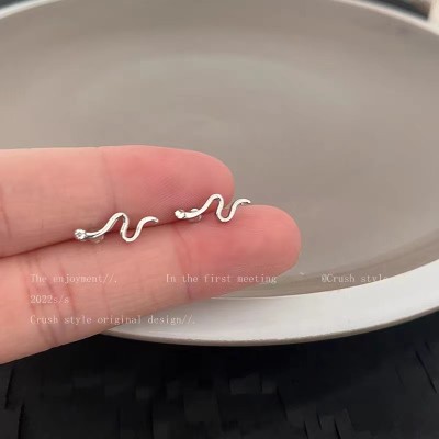 寻觅宝藏~爱心蛇形耳钉女冷淡风简约小巧耳环s925银针气质耳饰品
