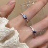 蓝色爱心锆石戒指女潮流时尚小众高级感戒指闺蜜戒指气质指环