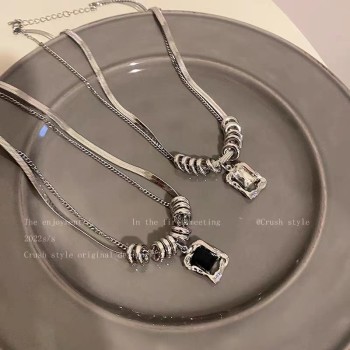 嘻哈风钛钢锆石卫衣项链女新款轻奢小众设计感项链