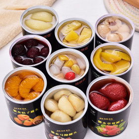 Canned lychee fruits mixed in 312g * 6 cans, authentic whole box, yellow peach, orange, strawberry, bayberry, pineapple, mixed pear
