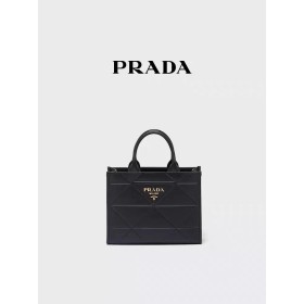 Prada/普拉达女士Symbole疏缝线小号皮革手袋托特包