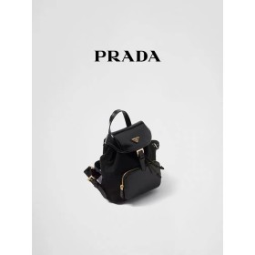 Prada/普拉达女士再生尼龙与亮面皮革双肩背包