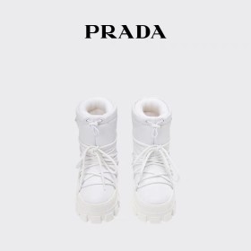 Prada/普拉达女士徽标尼龙华达呢雪地派对靴靴子