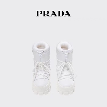 Prada/普拉达女士徽标尼龙华达呢雪地派对靴靴子
