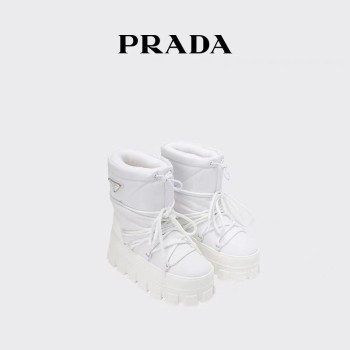 Prada/普拉达女士徽标尼龙华达呢雪地派对靴靴子