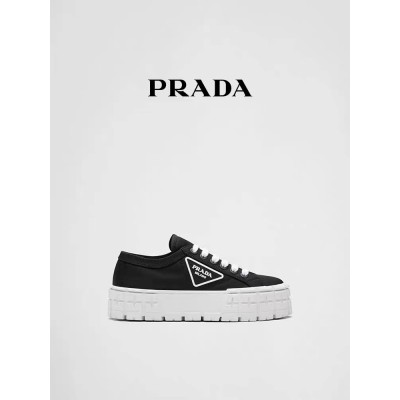 Prada/普拉达女士Double Wheel 尼龙华达呢运动鞋