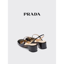 Prada/普拉达女士漆皮后饰带高跟鞋鞋子