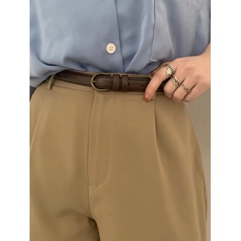 设计感小众小皮带女士牛仔裤腰带女2023新款裤带百搭细复古装饰棕