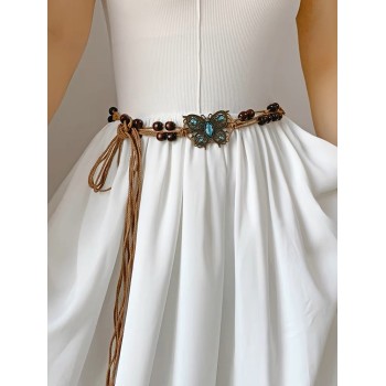 波西米亚民族风编织蝴蝶腰绳配配饰腰链装饰皮带腰带连衣裙子收腰