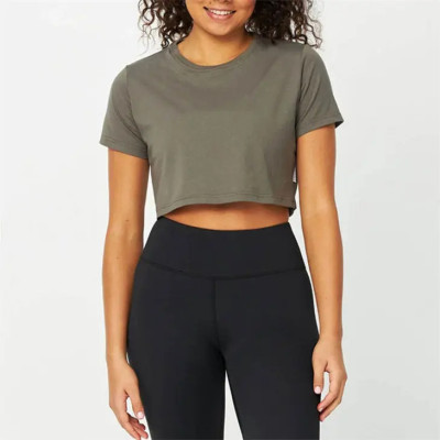 Custom Workout Crop Tops | Short Sleeve Yoga Shirts | Casual Athletic Running T-Shirts