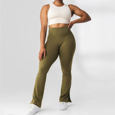 Split Hem Butt Lift Flare Leggings Factory | Plus Size Yoga Pants Supplier