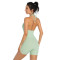 Custom Fitness Apparel Manufacturer | Solid Yoga Shorts Jumpsuit Factory | Custom U-Neck Yoga Wear
