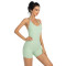 Custom Fitness Apparel Manufacturer | Solid Yoga Shorts Jumpsuit Factory | Custom U-Neck Yoga Wear