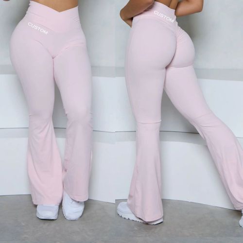 Casual Yoga Pants Factory | V Cut Cross Flared Yoga Pants Manufacturer | Women Butt Lifting Leggings Factory