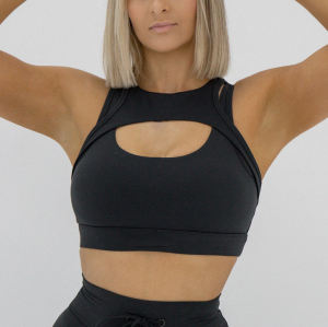 Custom Sexy Activewear Yoga Bra  | Medium Support Training Bra Workout Tank Top Women White Sexy Cut Out Sport Bra Manufacturer