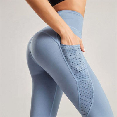 Recycled Workout Pants Manufacturer | Gym Workout Quick Drying Fitness Tights Women Yoga Pants With Mesh Pocket