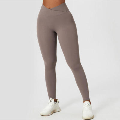V Cross Waist Crossover Yoga Leggings Manufacturer | Custom  Activewear Sports Buttery Soft Tummy Control Leggings Yoga Pants factory