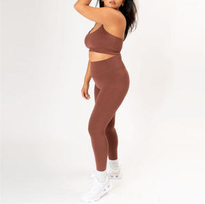 Strappy Sports Bra High Waist Legging Manufacturer |  2 Piece 2 Pieces Activewear Sets Factory