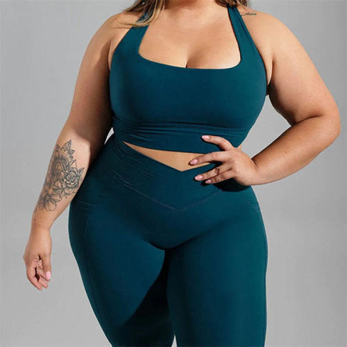 Plus Size Workout Clothing Sets Manufacturer |  Breathable Yoga Wear 5Xl 2 Pieces Bra V Shape Legging Set Factory