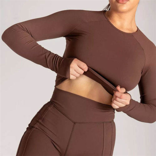 Compression Long Sleeve Gym Shirts Manufacturer | Lightweight yoga Crop Tops Slim Fit Workout Supplier