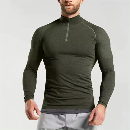 Custom Long Sleeve Men Compression Shirts Manufacturers 丨 Half Zip Turtle Neck Athletic T-Shirt factory