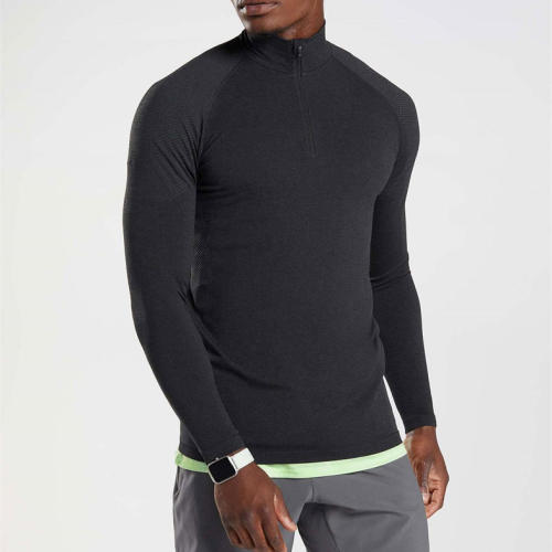 Custom Long Sleeve Men Compression Shirts Manufacturers 丨 Half Zip Turtle Neck Athletic T-Shirt factory