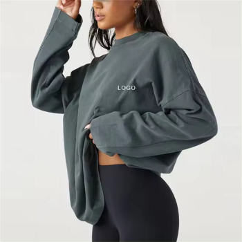 Athletic Wear Women Streetwear Loose Sweatshirt Manufacturer | Custom Crewneck Long Sleeve Sweatshirt factory
