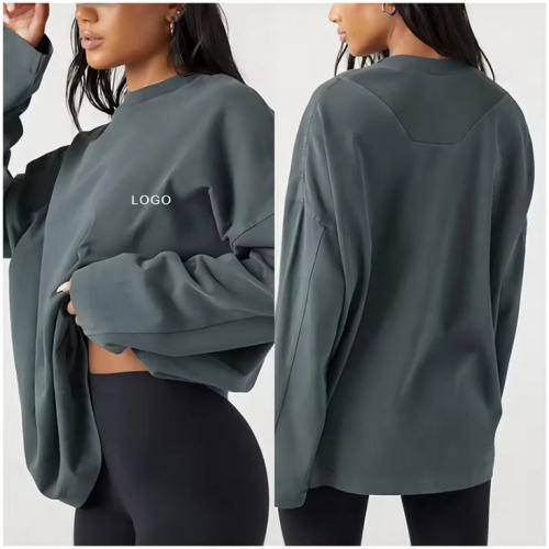 Athletic Wear Women Loose Sweatshirt Manufacturer | Custom Crewneck Long Sleeve Sweatshirt factory