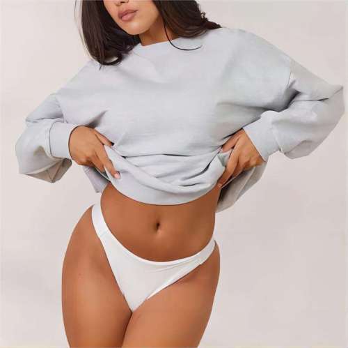 Athletic Wear Top Oversized Sweatshirt Manufacturer | Custom Women Clothes Loose Crew Neck Sweatshirt factory